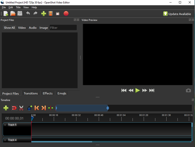 interface of OpenShot Video Editor