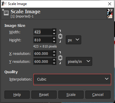 scale the image up in GIMP
