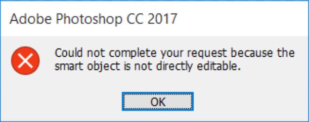  the smart object is not directly editable error