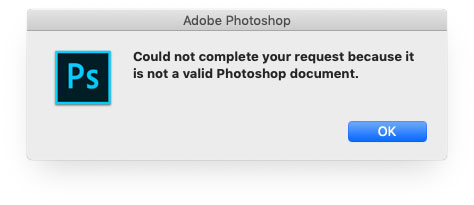 it is not a valid Photoshop document