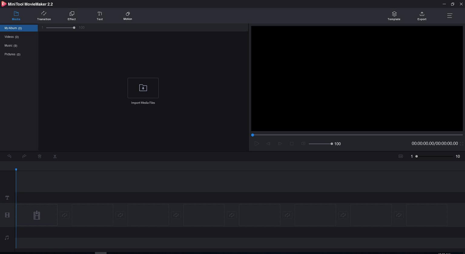 the main interface of MiniTool MovieMaker
