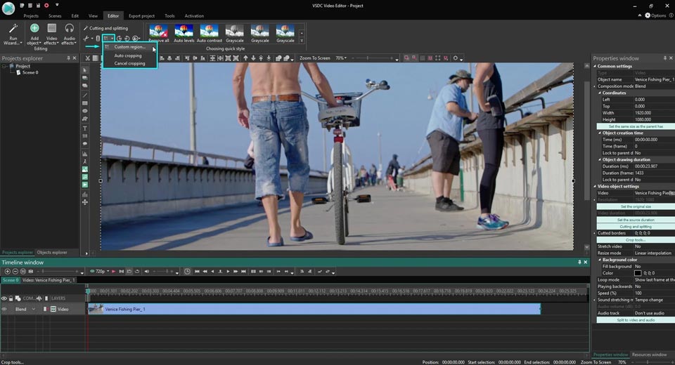 vsdc free video editor crop video