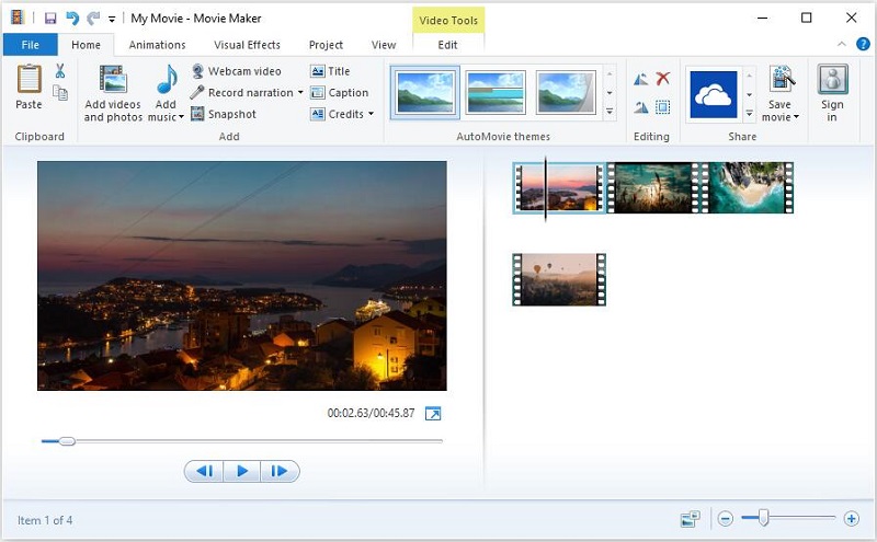 microsoft video editor windows 10 transitions