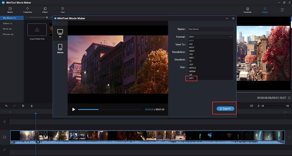[Desktop & Mobile] Video in Audio konvertieren MiniTool MovieMaker
