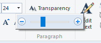 change the transparency by moving the slider