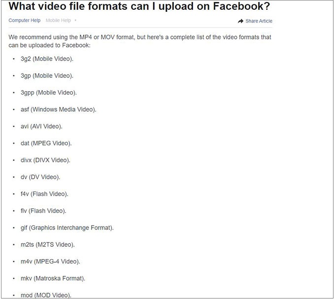 video format for Instagram/Facebook