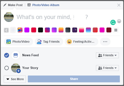 Screenshot of Facebook's music and theme selection screen