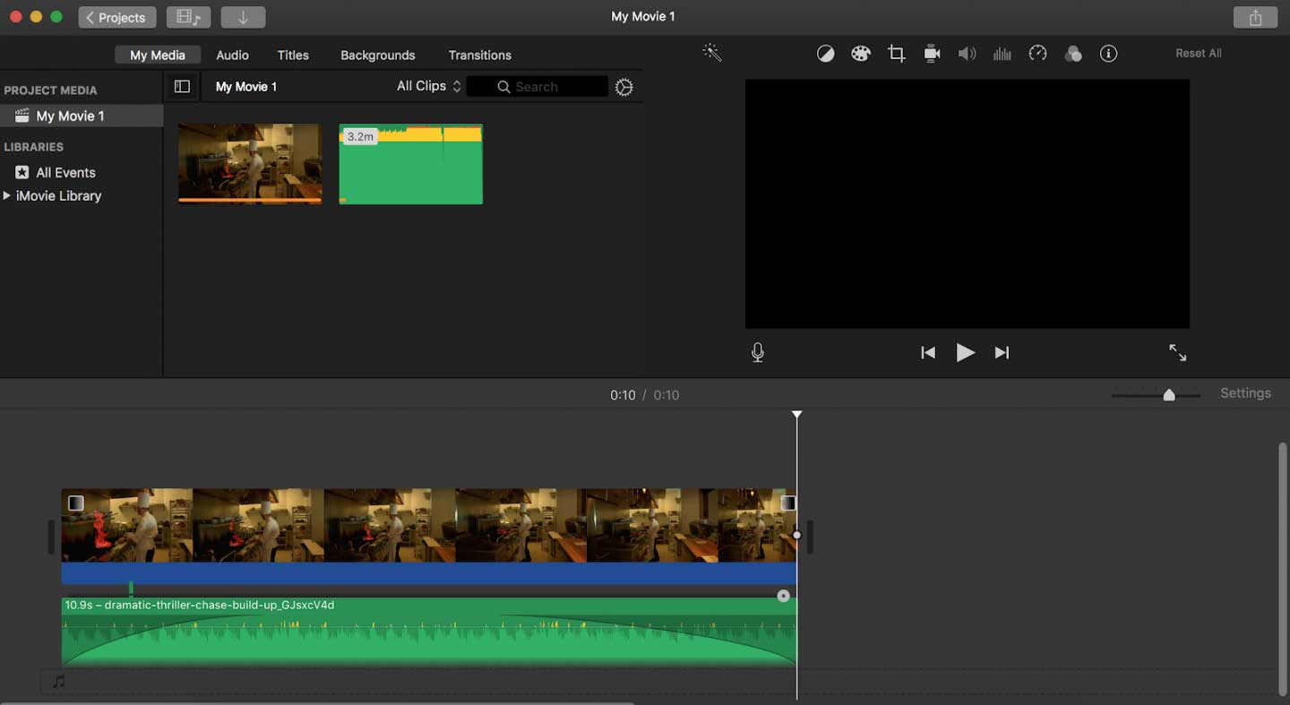 fade audio in imovie 10.1.4 mac