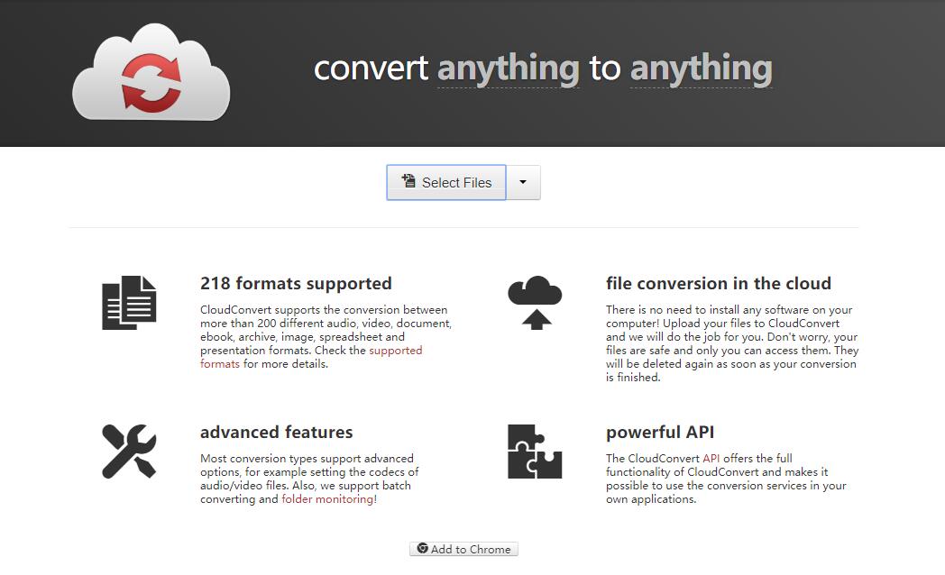 the interface of CloudConvert