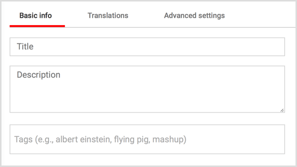 YouTube video title, description and tags
