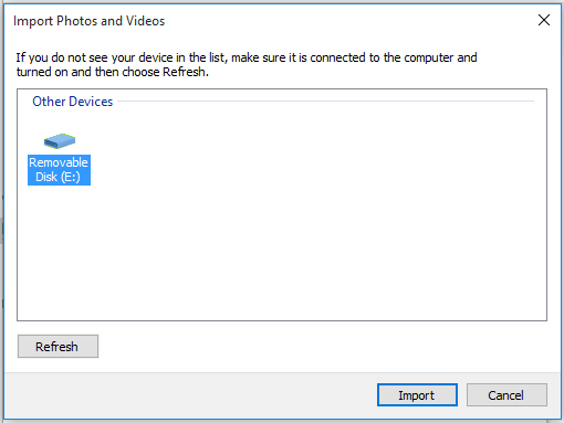 select device to import files