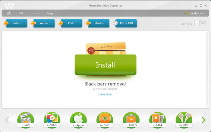 the interface of Freemake Video Converter