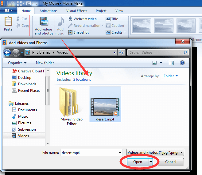 add videos and photos to Windows Movie Maker