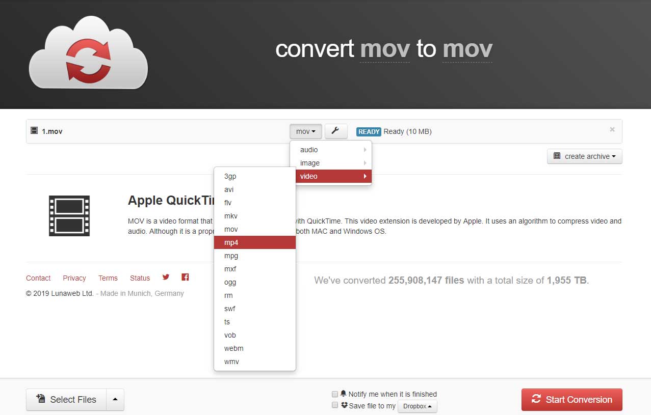 how to convert mov to mp4 using quicktime player