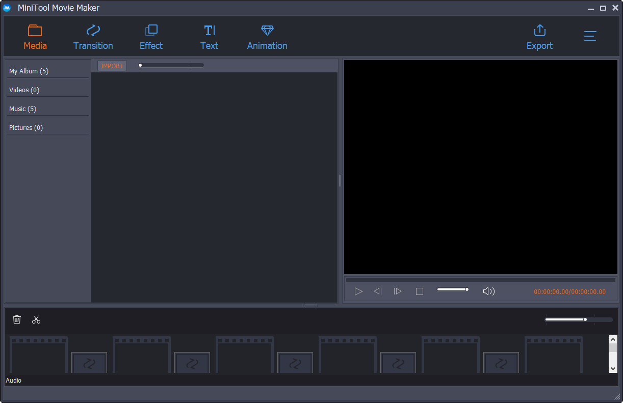 the main interface of MiniTool Movie Maker