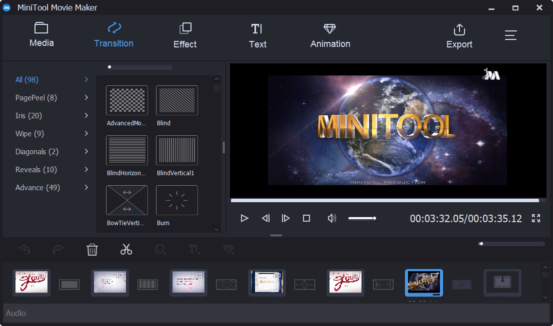  the main interface of MiniTool Movie Maker