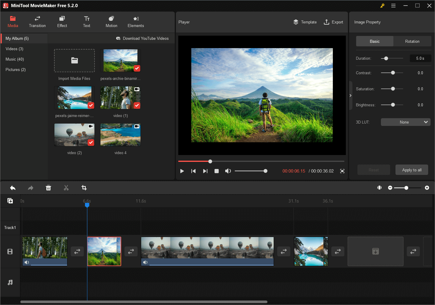 add files into MiniTool video editing software