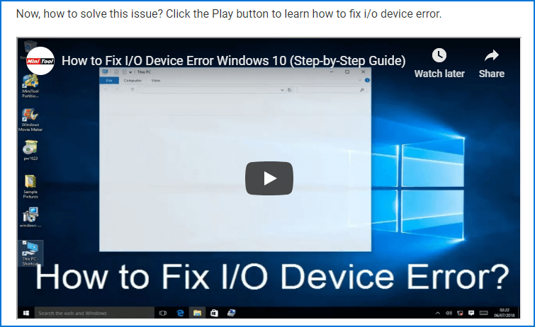 fix I/O device error