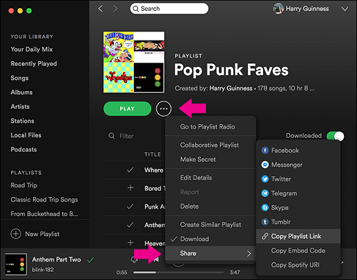 spotify playlist playlists friends songs mobile copy desktop app