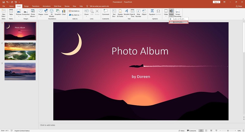 how to record audio in powerpoint