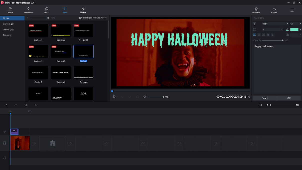 add halloween text to video