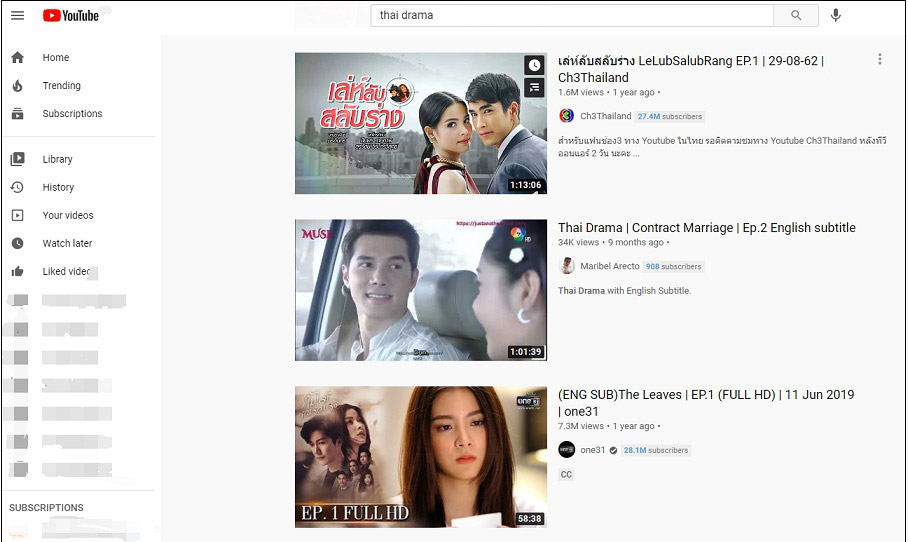 Thai drama on YouTube
