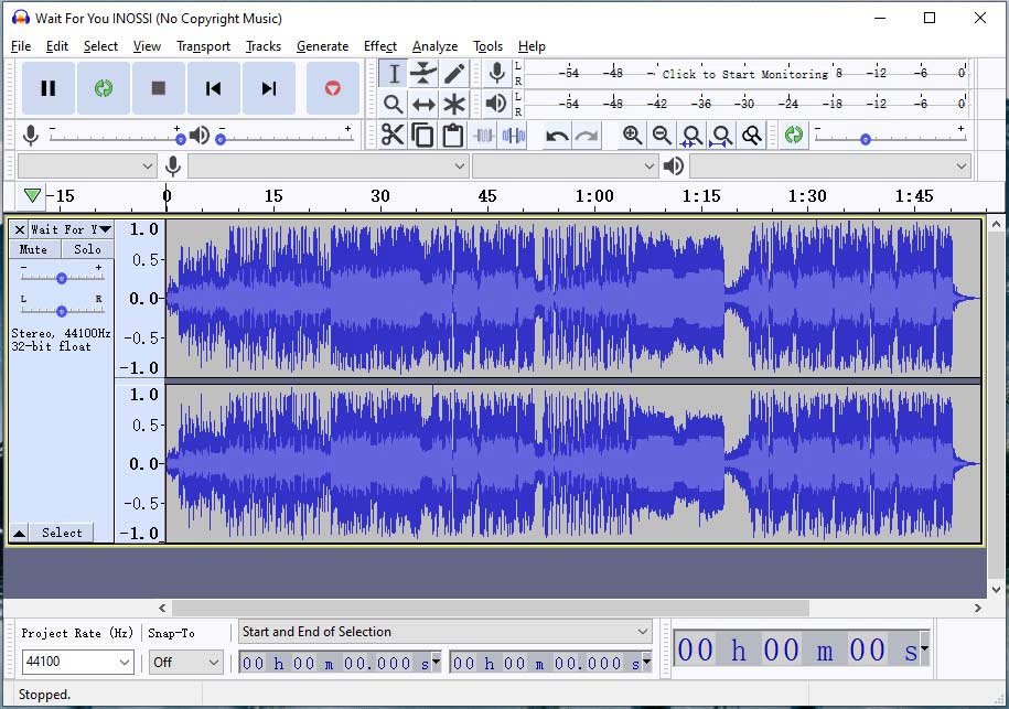 import m4a to audacity