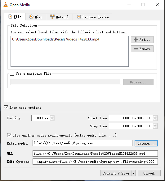 add new audio to video in VLC