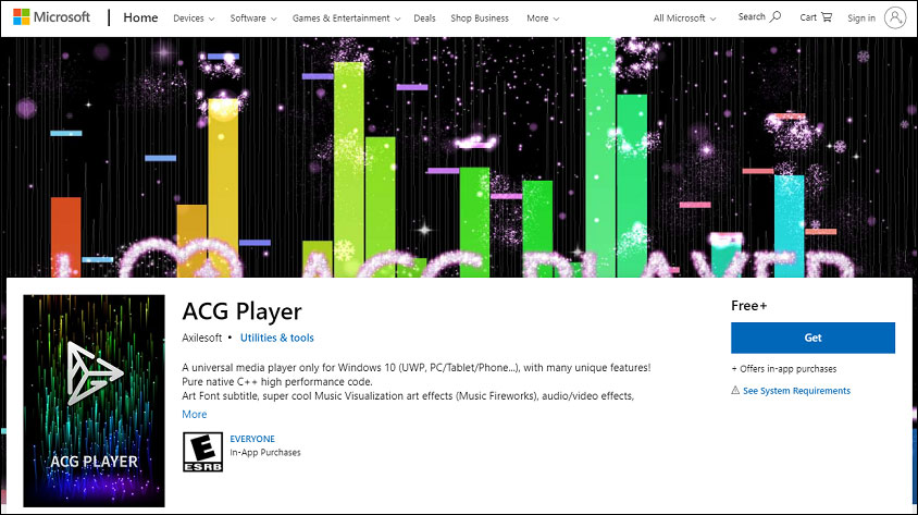 ACG Player in the Microsoft Store