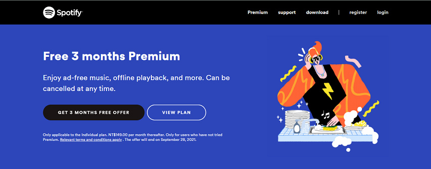 the official interface of Spotify