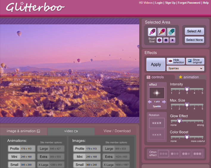 Add glitters to images  Free Online Image Editor