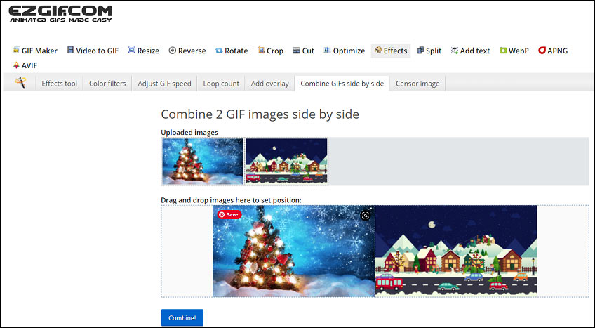 make a GIF collage with Ezgif