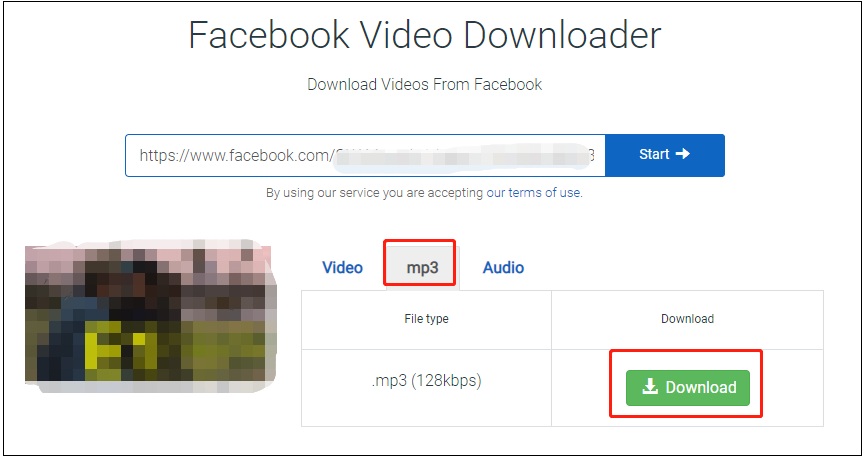 download Facebook video in MP3