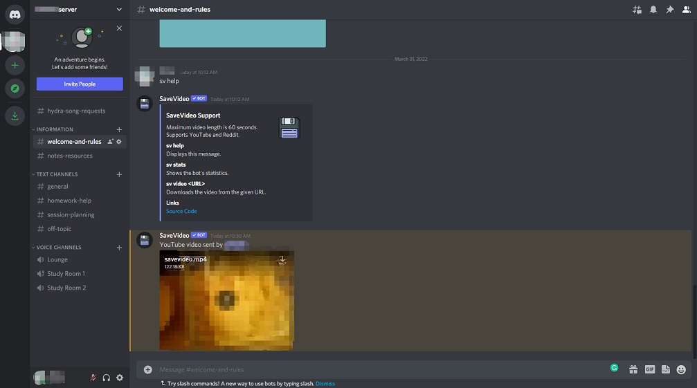 download a YouTube video on Discord