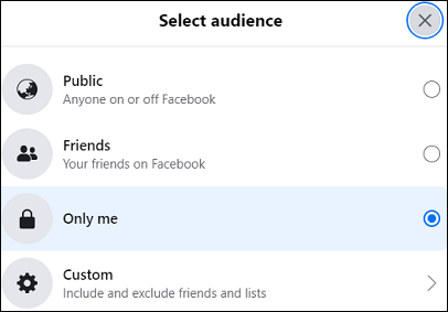 select audience for that Facebook page