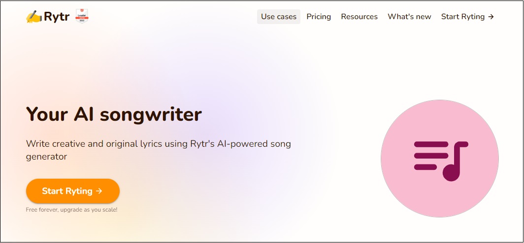 Rytr AI Songwriter