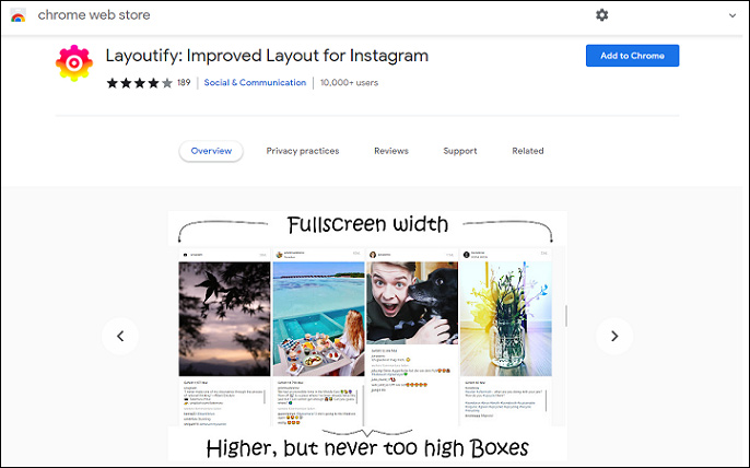 Layoutify: Improved Layout for Instagram extension