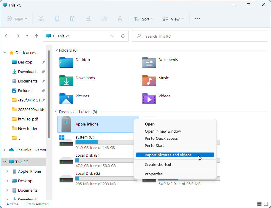 import pictures and videos from iPhone to Win11