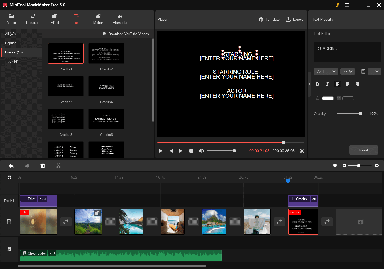 add credits to your video