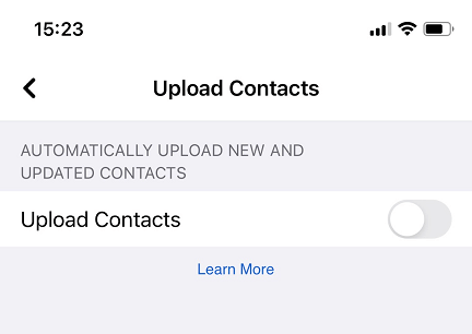 turn off upload contacts of Facebook on iPhone