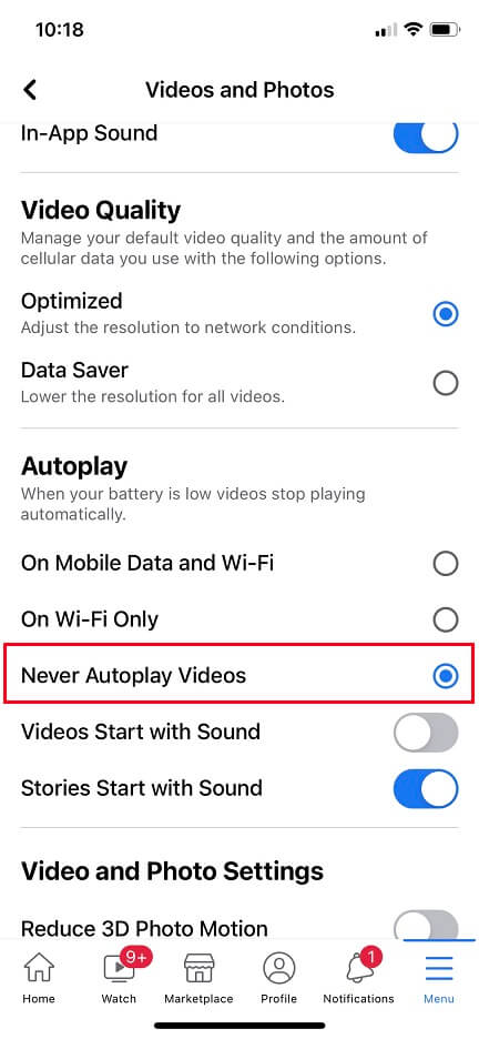 videos will automatically play when you open the app, even