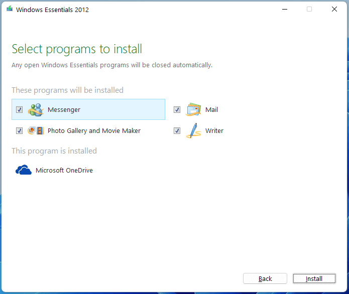 select programs to install