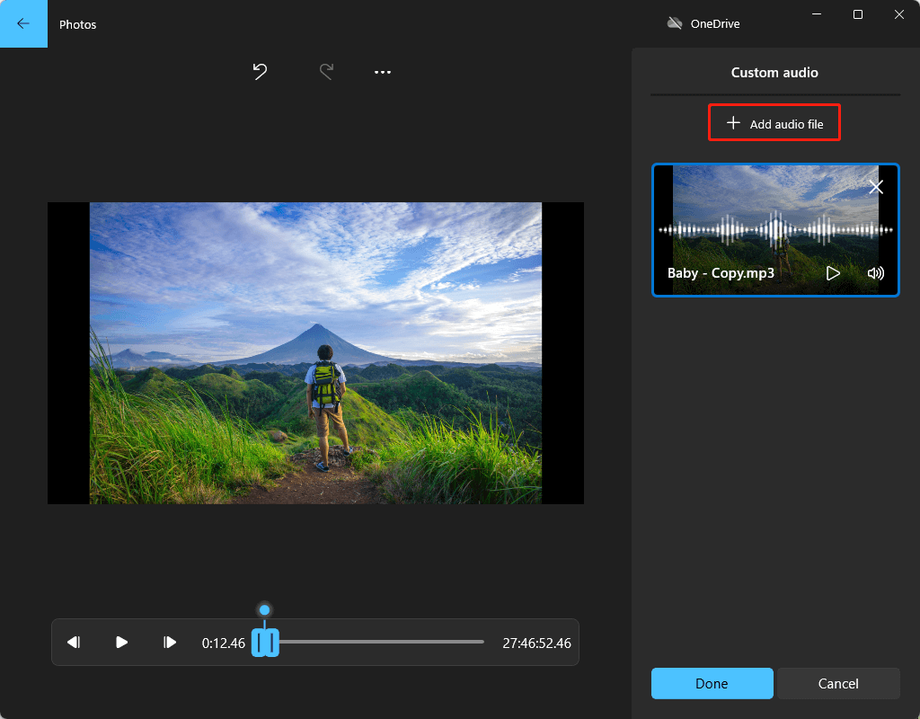 add audio file to Video Editor