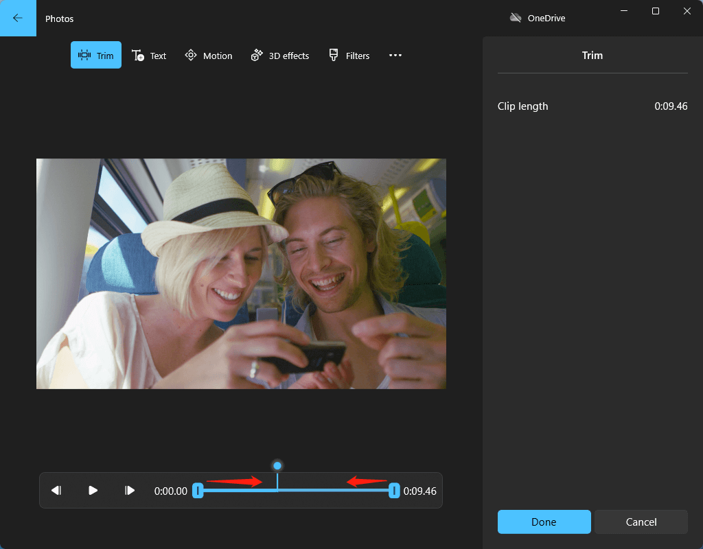 trim a video in Video Editor
