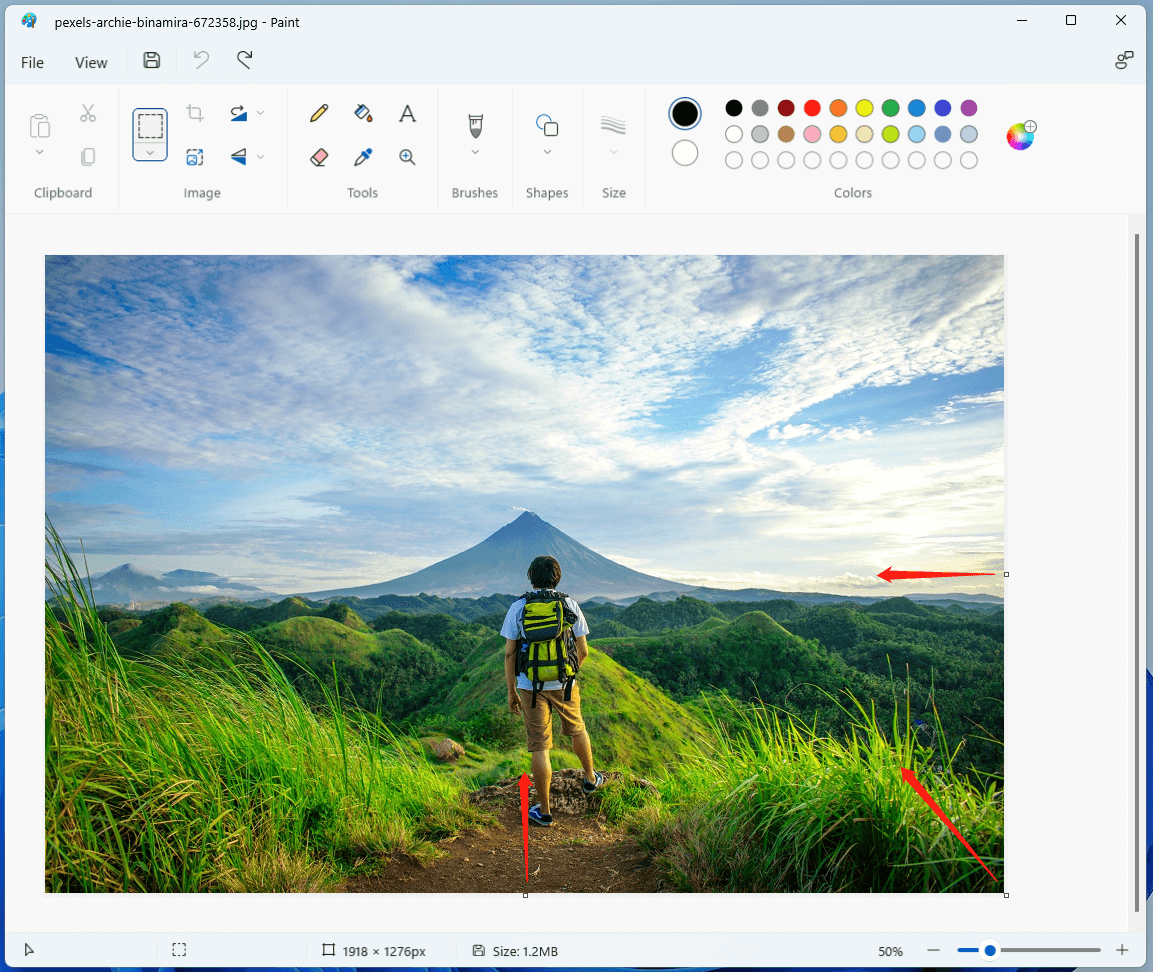 directly crop photos in Paint
