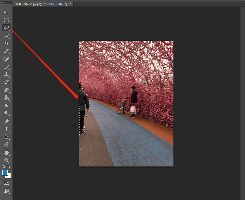 use Lasso tool in Photoshop to draw out people in a photo