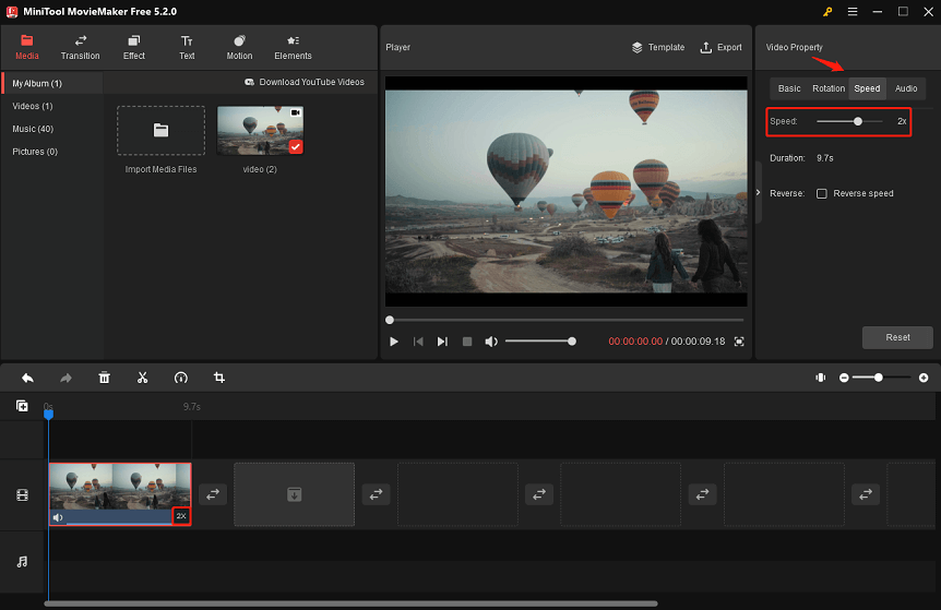 Change the speed of a video clip