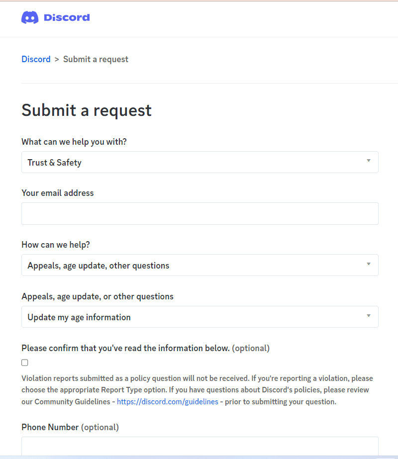 submit a request on Discord 1
