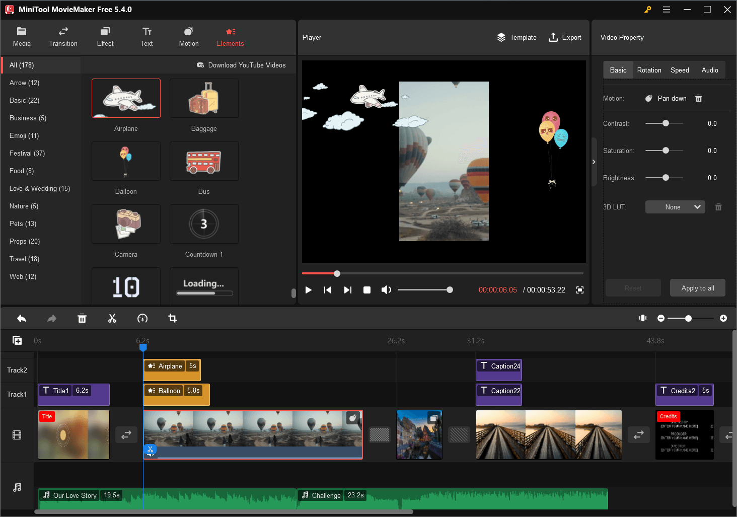 editing a video with MiniTool MovieMaker