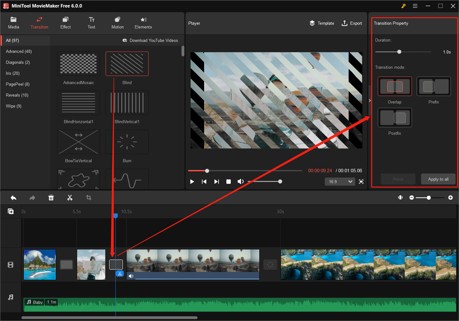 add transitions to a video